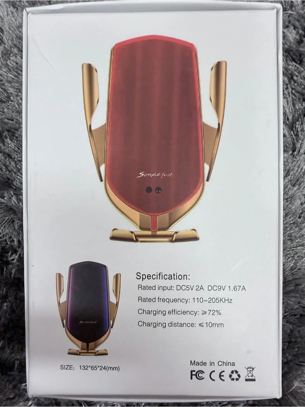 R1 Smart Sensor Car Wireless Charger - Black & Gold
